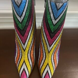 Christian Louboutin So Kate Stripy Glitter Rainbow Boot 38.5